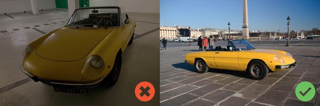 Alfa Spider jaune 3/4 face avant
