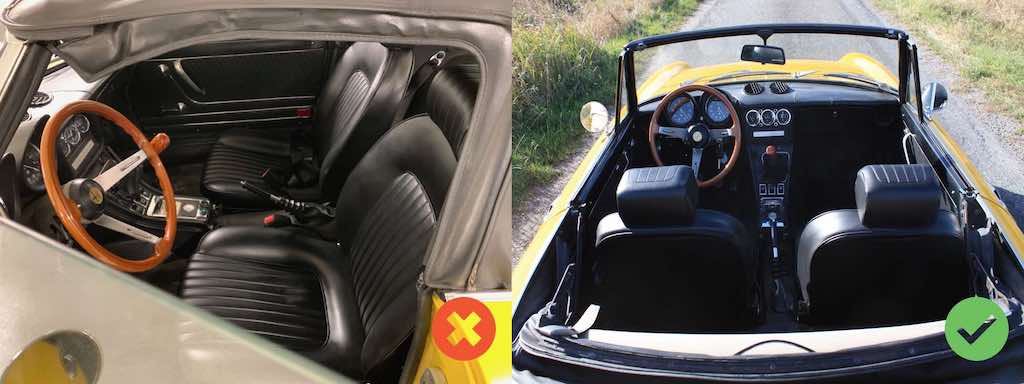 Alfa Spider jaune inte?rieur (depuis les places arrie?res)