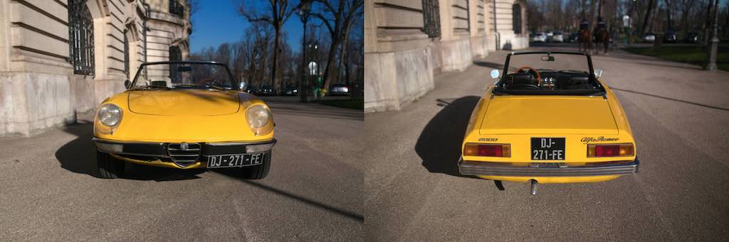 Alfa Spider jaune avant et arrie?re