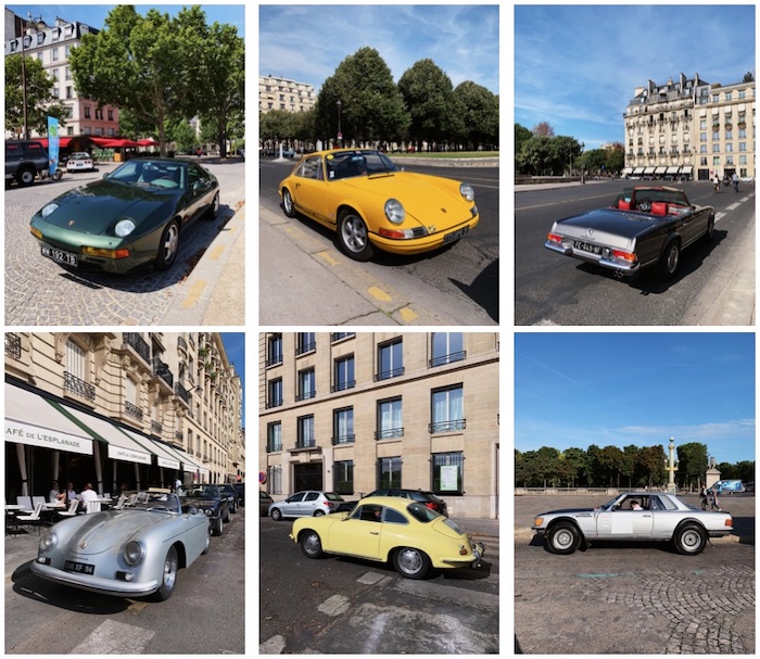 Mosaïque de voitures anciennes sportives à Paris