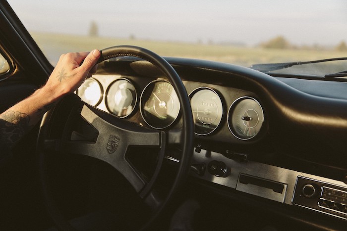 Tableau de bord en cuir noir de Porsche 912