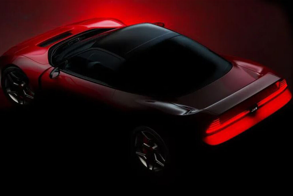 photo d'une voiture rouge en studio : honda nsx restomod
