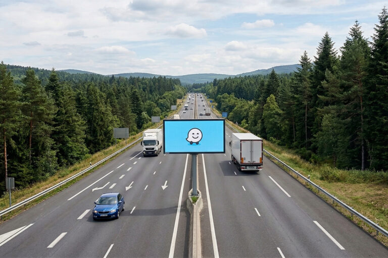 panneau d'affichage waze sur une autoroute en estonie