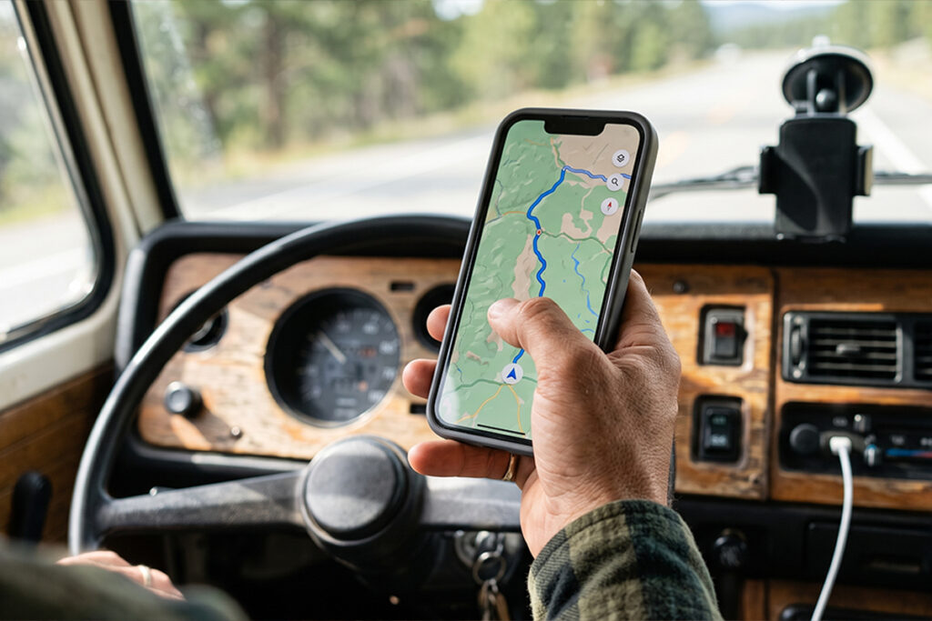 Utilisation d'une application de navigation adaptée au gabarit d'un van aménagé