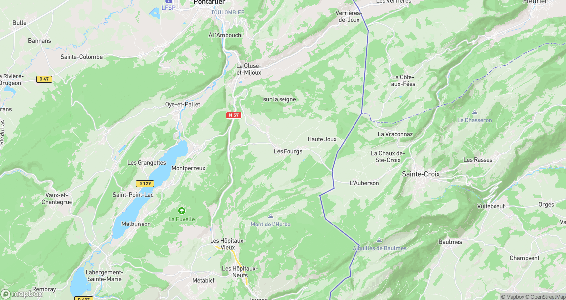 Localisation de la voiture à Les Fourgs
