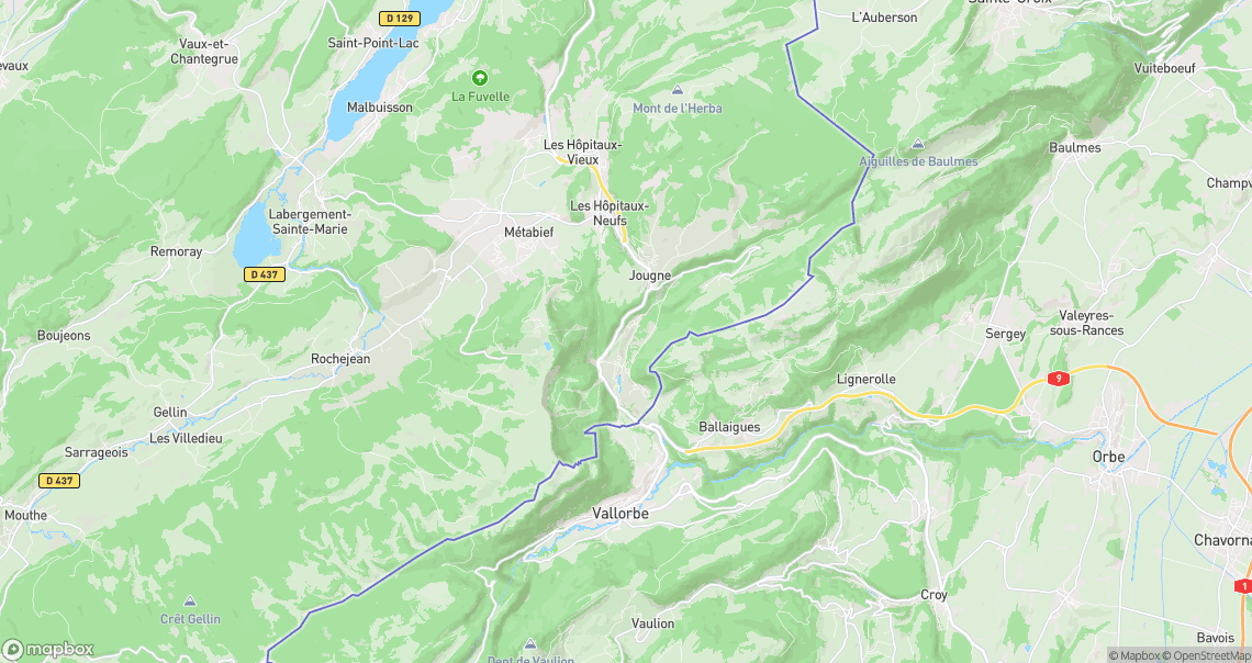 Localisation de la voiture à Jougne
