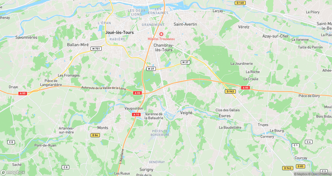 Localisation de la voiture à Veigné