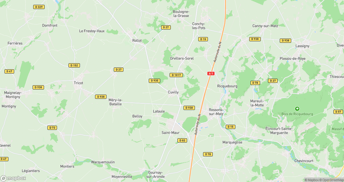 Localisation de la voiture à Cuvilly