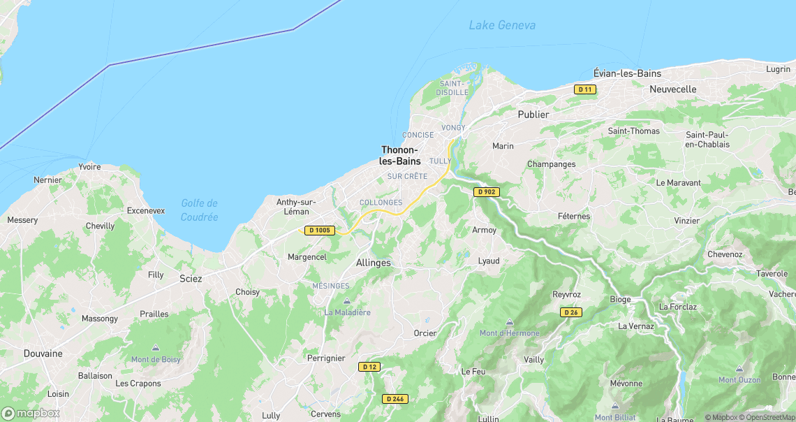Localisation de la voiture à Thonon-les-Bains