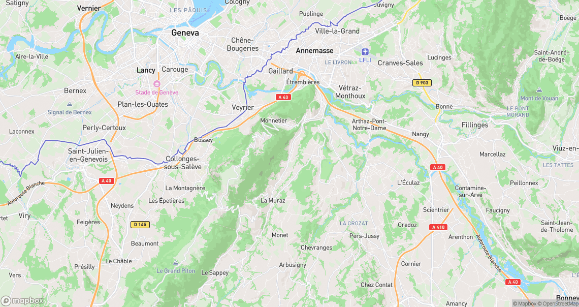 Localisation de la voiture à Monnetier-Mornex