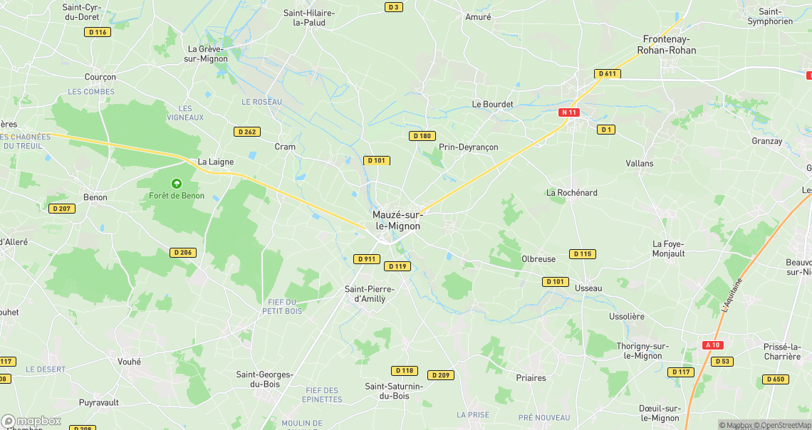 Localisation de la voiture à Mauzé-sur-le-Mignon