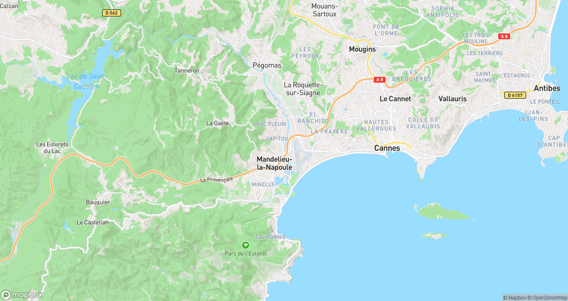 Localisation de la voiture à Mandelieu-la-Napoule