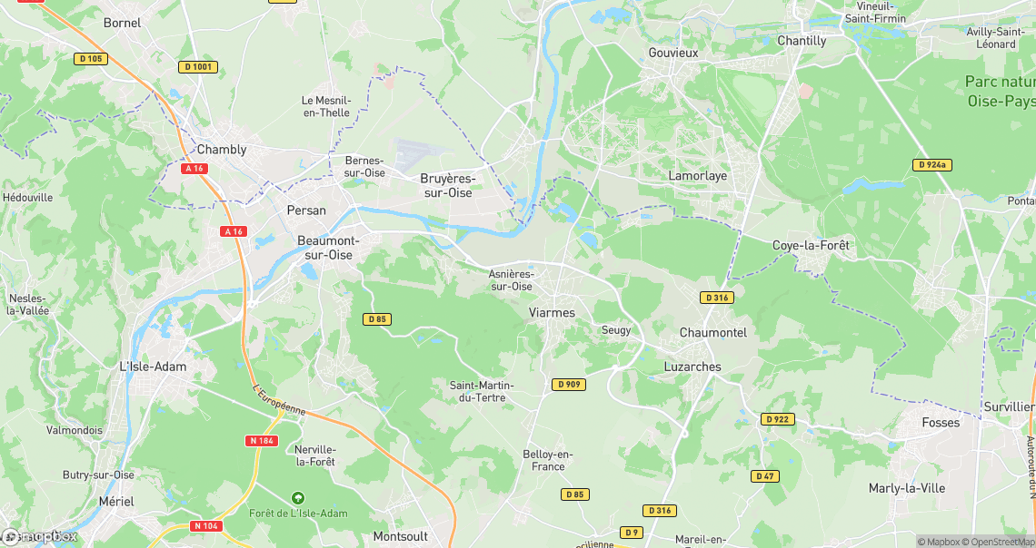Localisation de la voiture à Asnières-sur-Oise