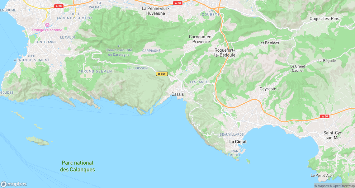 Localisation de la voiture à Cassis