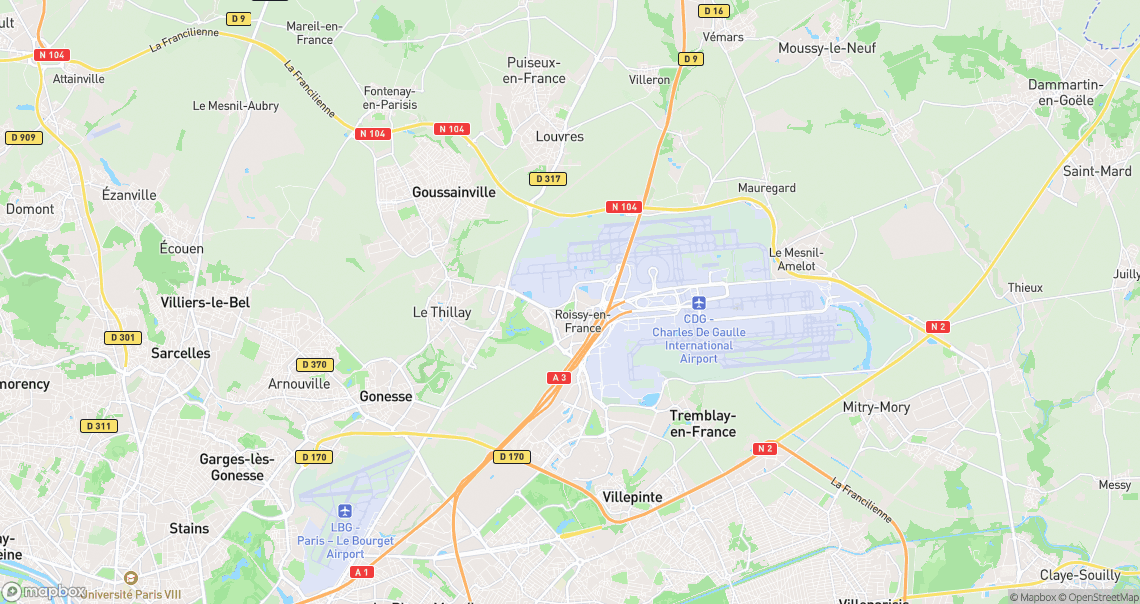 Localisation de la voiture à Roissy-en-France