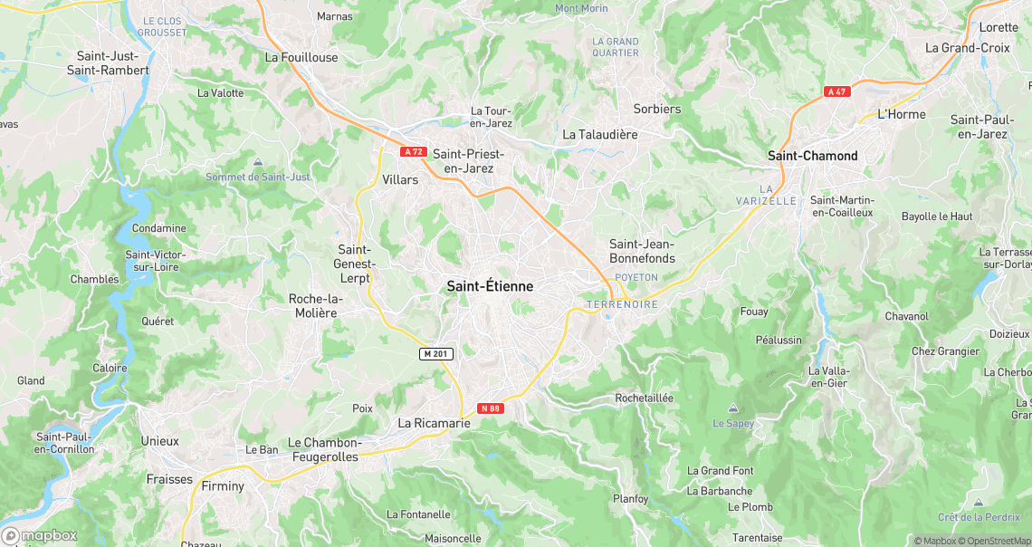 Localisation de la voiture à Saint-Étienne