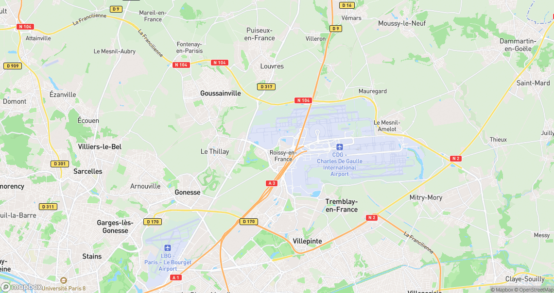 Localisation de la voiture à Roissy-en-France