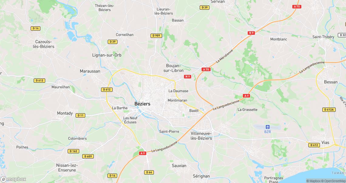 Localisation de la voiture à Béziers