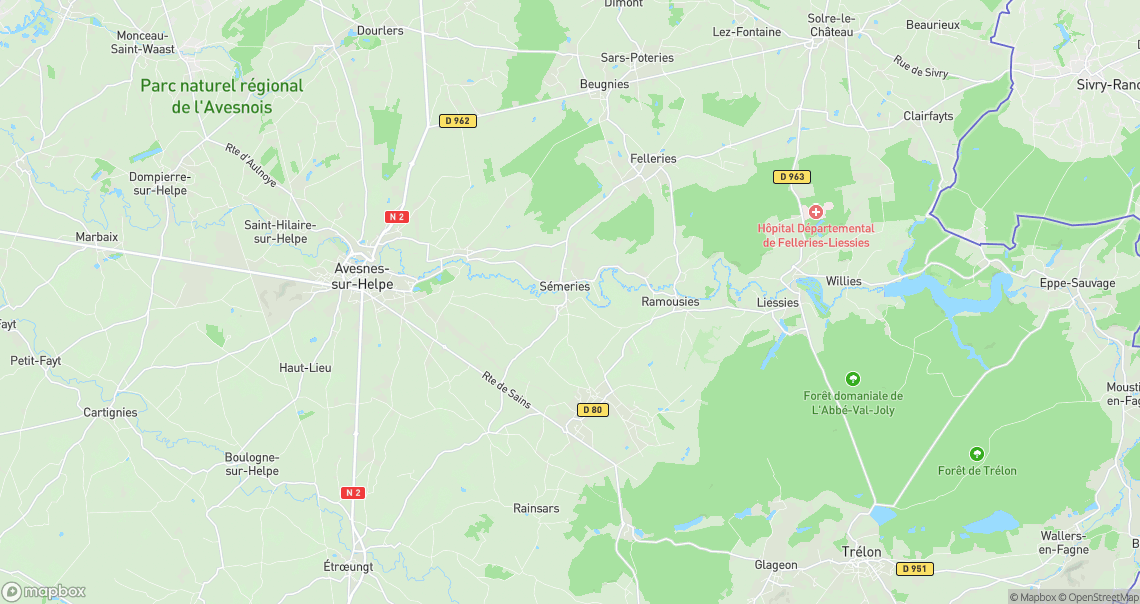 Localisation de la voiture à Sémeries