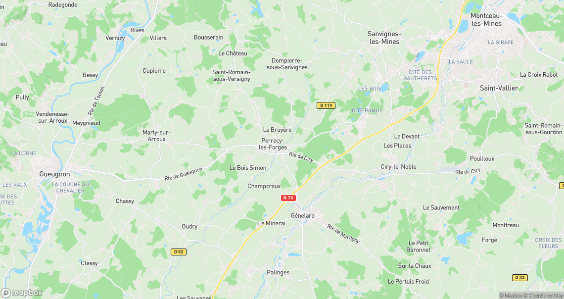 Localisation de la voiture à Perrecy-les-Forges