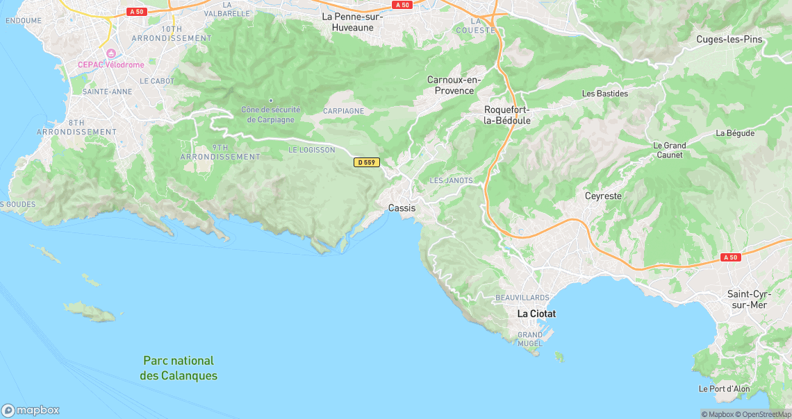 Localisation de la voiture à Cassis