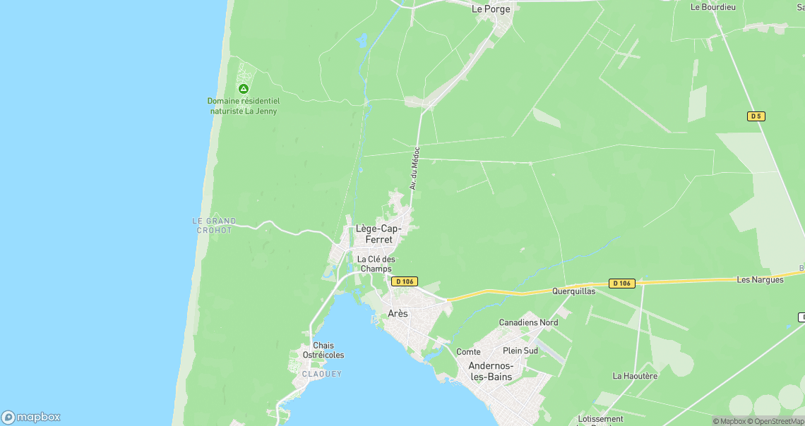 Localisation de la voiture à Lège-Cap-Ferret