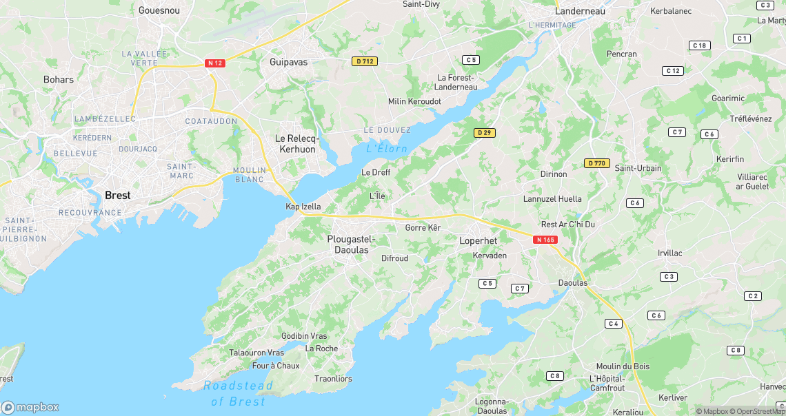 Localisation de la voiture à Plougastel-Daoulas