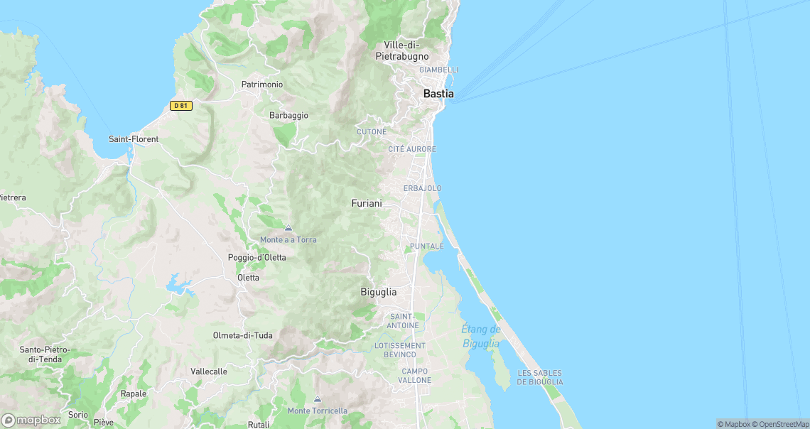 Localisation de la voiture à Furiani
