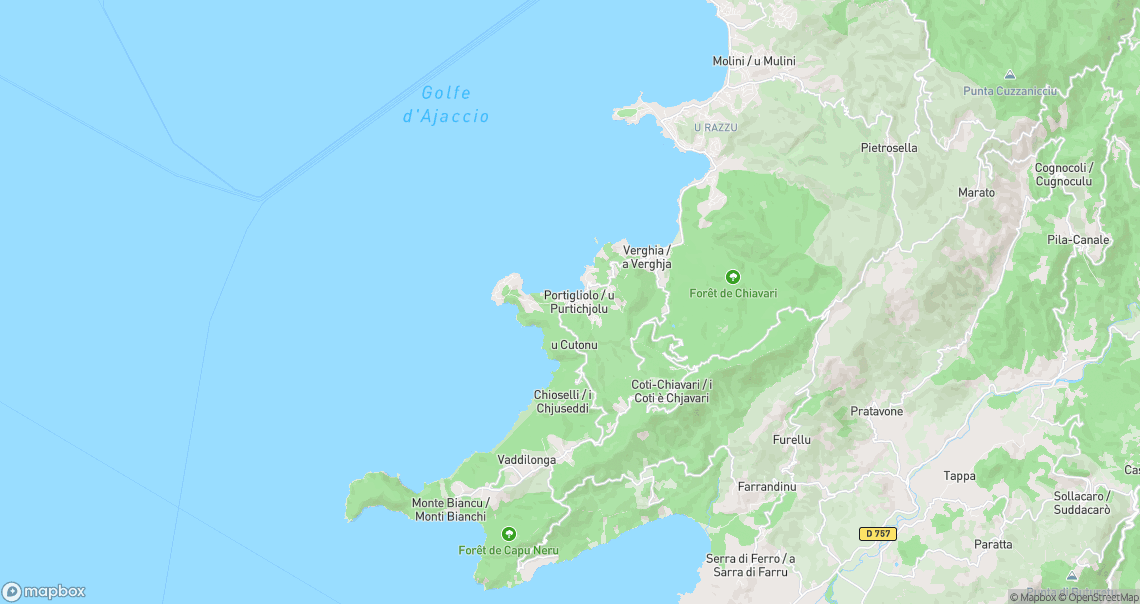 Localisation de la voiture à Coti-Chiavari
