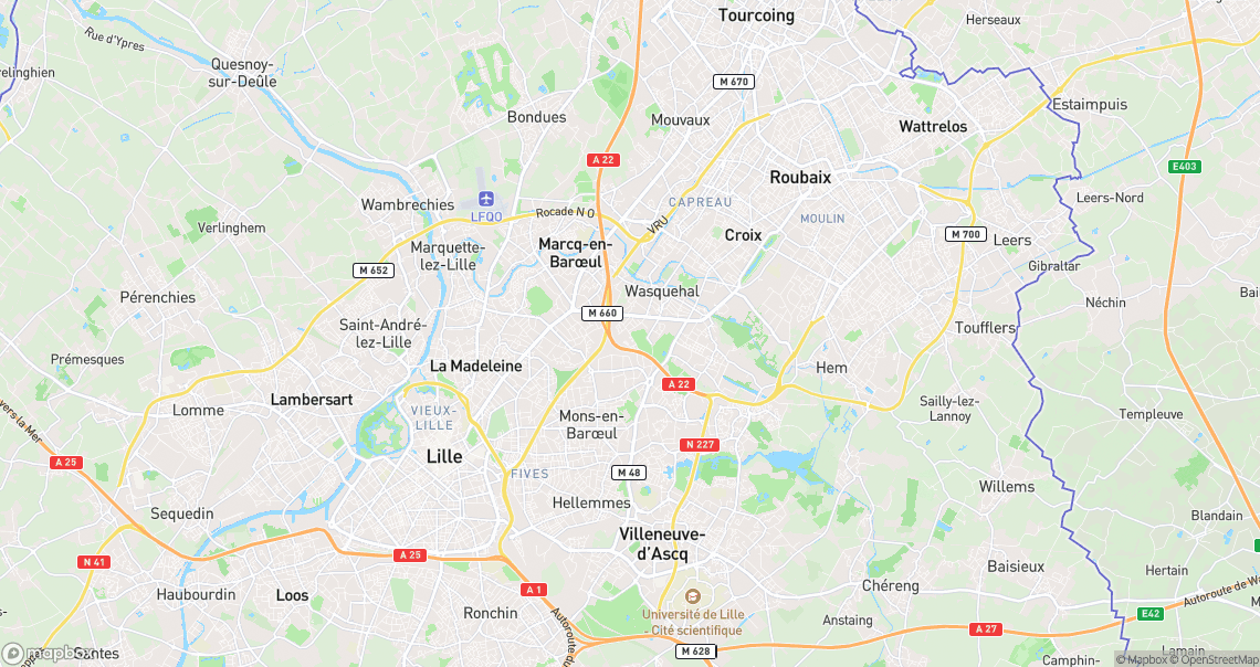 Localisation de la voiture à Wasquehal