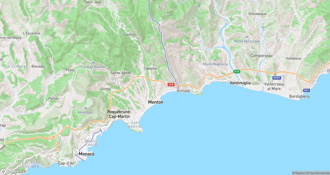 Localisation de la voiture à Menton