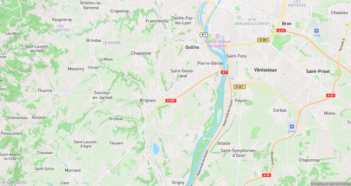 Localisation de la voiture à Saint-Genis-Laval