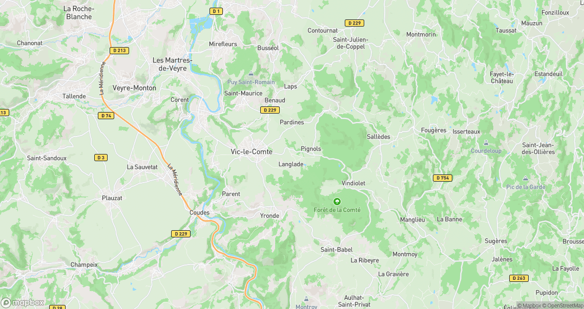 Localisation de la voiture à Vic-le-Comte