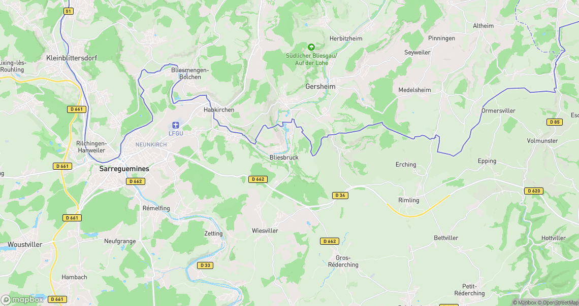 Localisation de la voiture à Bliesbruck