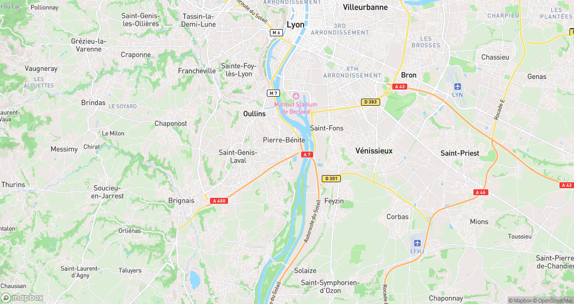 Localisation de la voiture à Oullins-Pierre-Bénite
