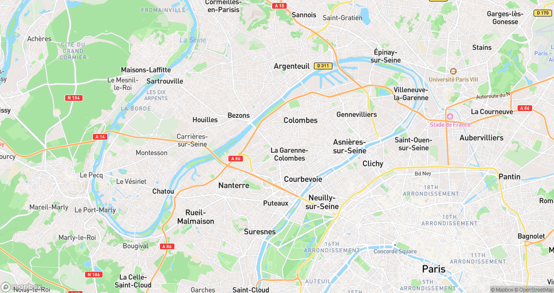 Localisation de la voiture à Colombes