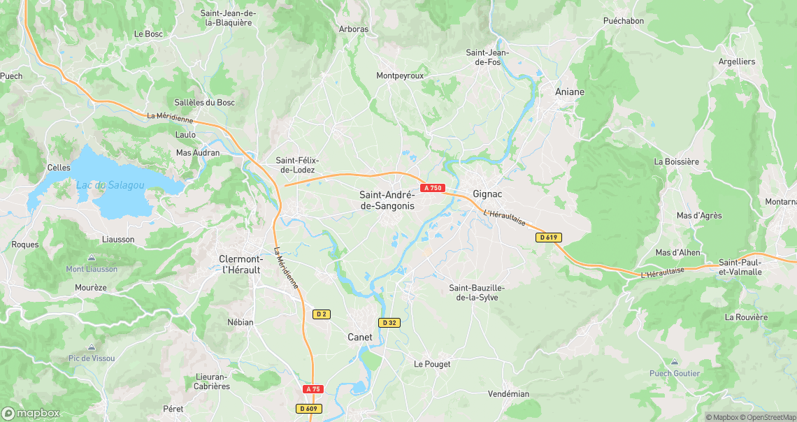 Localisation de la voiture à Saint-André-de-Sangonis