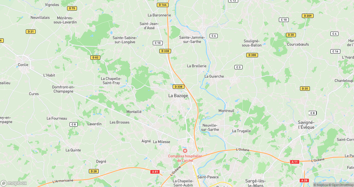 Localisation de la voiture à La Bazoge