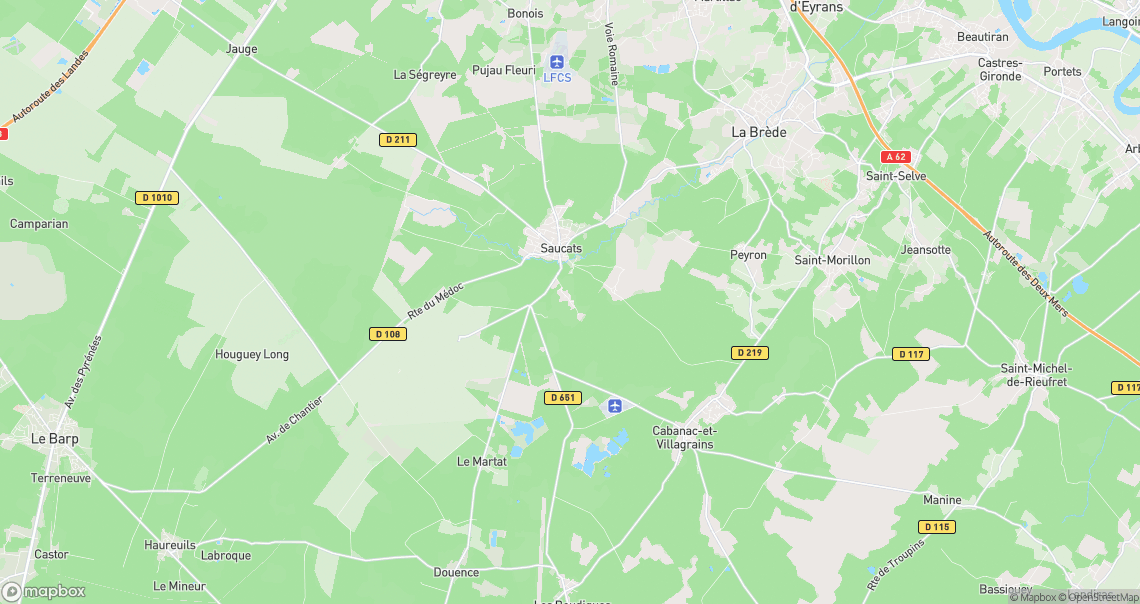 Localisation de la voiture à Saucats