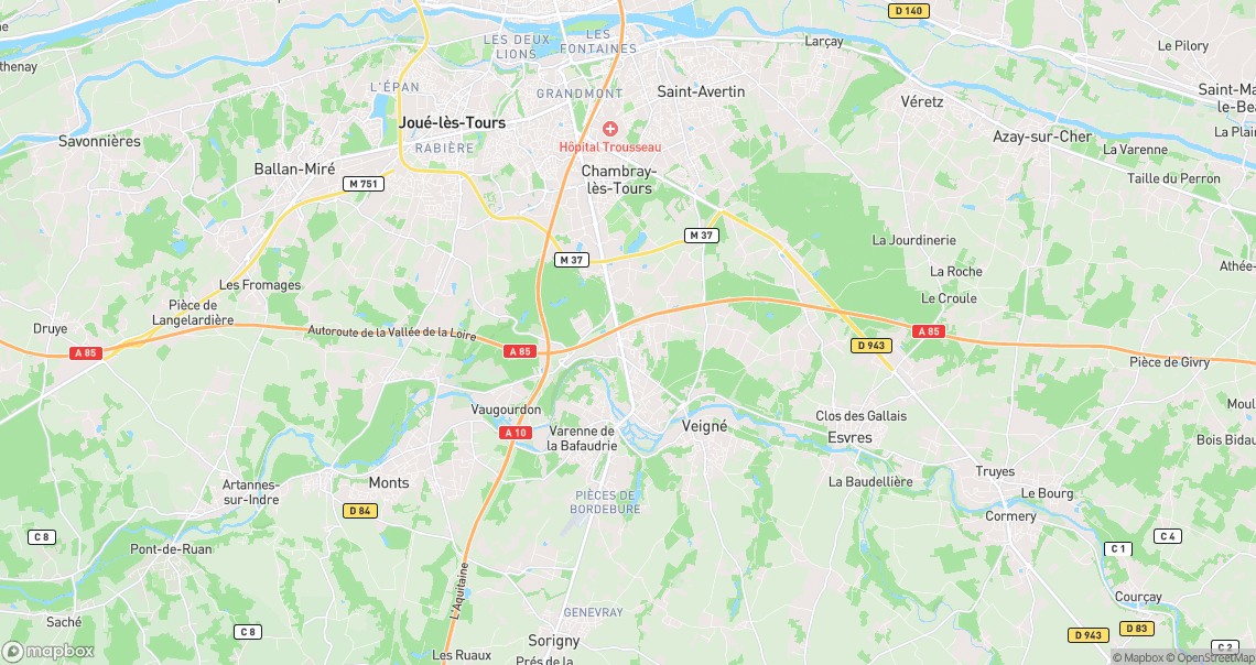 Localisation de la voiture à Veigné