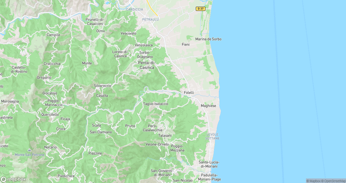 Localisation de la voiture à Penta-di-Casinca
