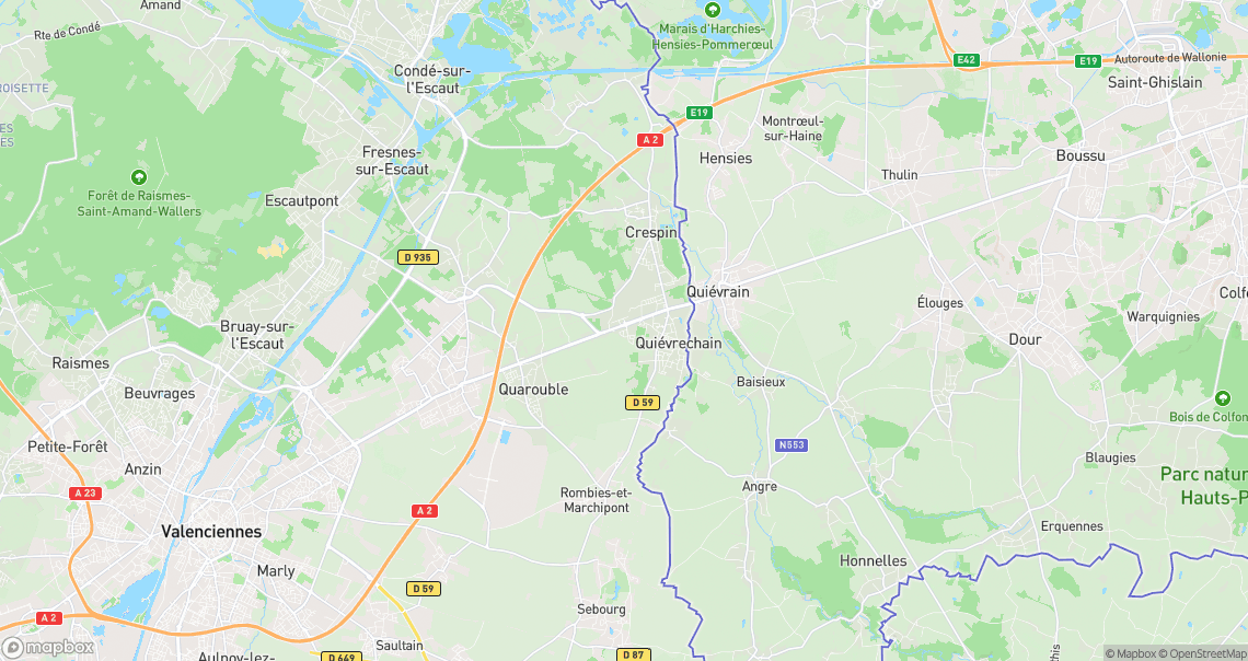 Localisation de la voiture à Quiévrechain