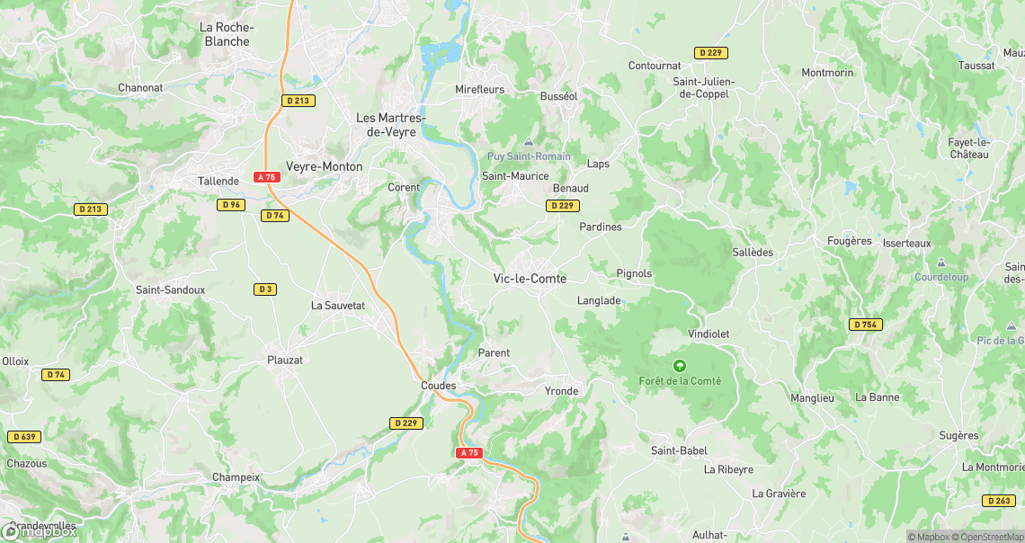 Localisation de la voiture à Vic-le-Comte