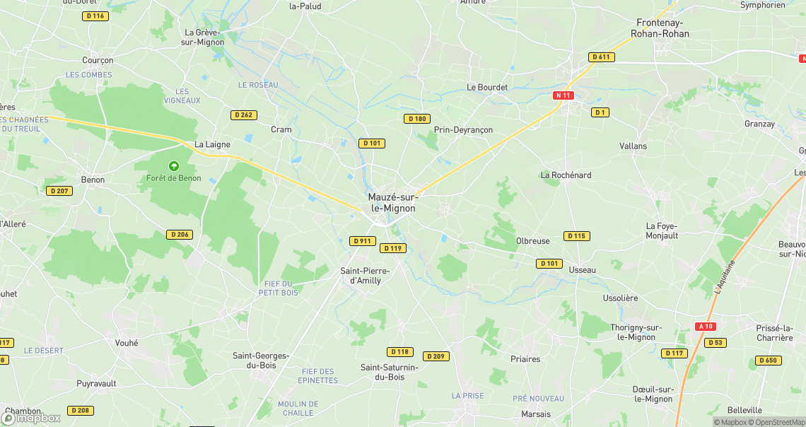 Localisation de la voiture à Mauzé-sur-le-Mignon