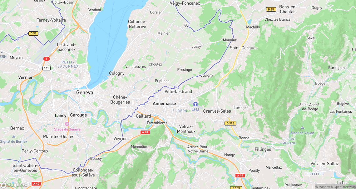 Localisation de la voiture à Ville-la-Grand