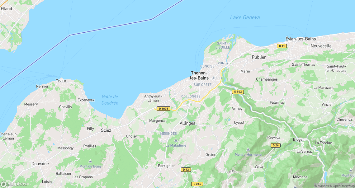 Localisation de la voiture à Thonon-les-Bains