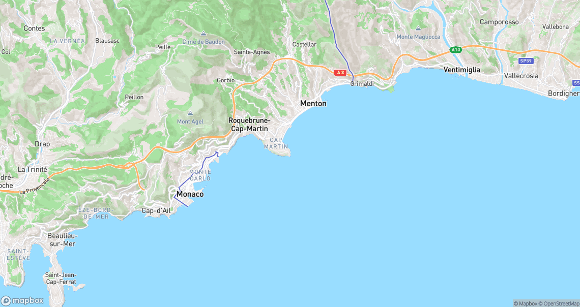 Localisation de la voiture à Roquebrune-Cap-Martin