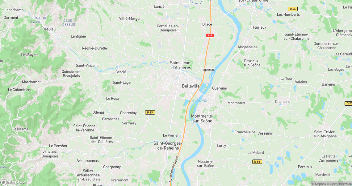 Localisation de la voiture à Belleville-en-Beaujolais