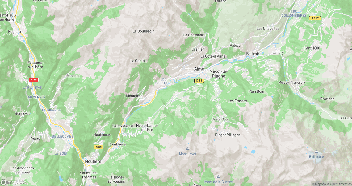 Localisation de la voiture à Aime-la-Plagne