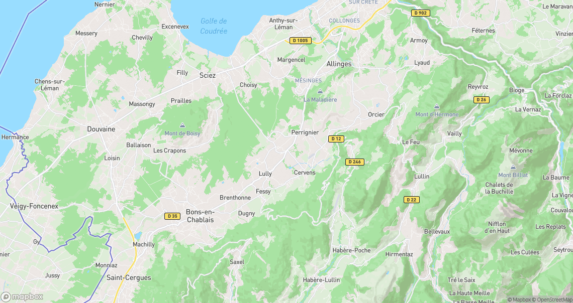 Localisation de la voiture à Perrignier
